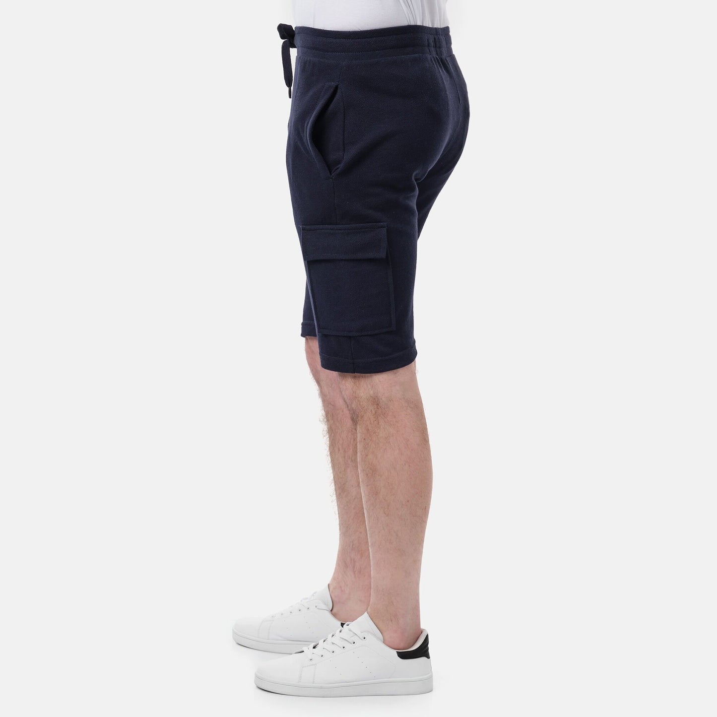 Pantaloncini cargo in piqué blu navy da uomo