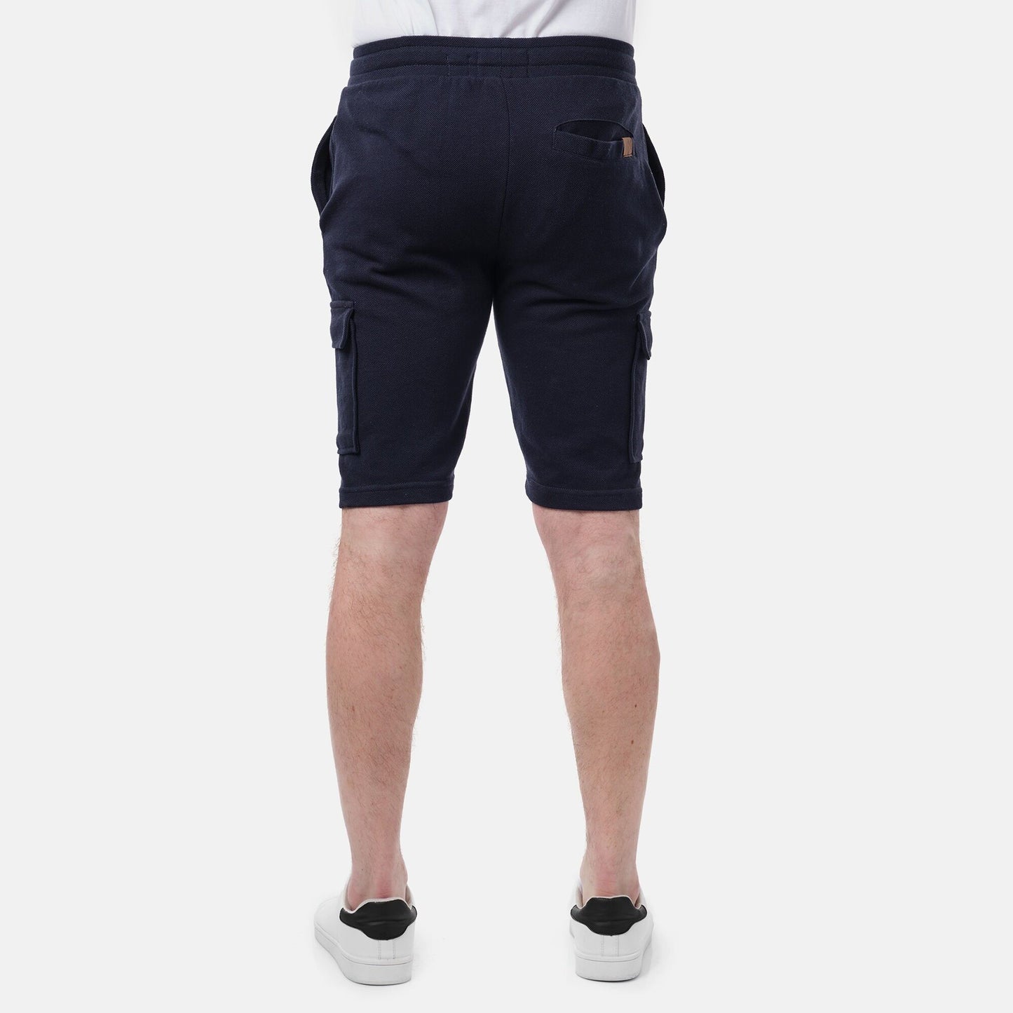 Pantaloncini cargo in piqué blu navy da uomo