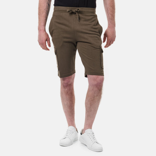 Bermuda cargo uomo in piqué kaki con coulisse