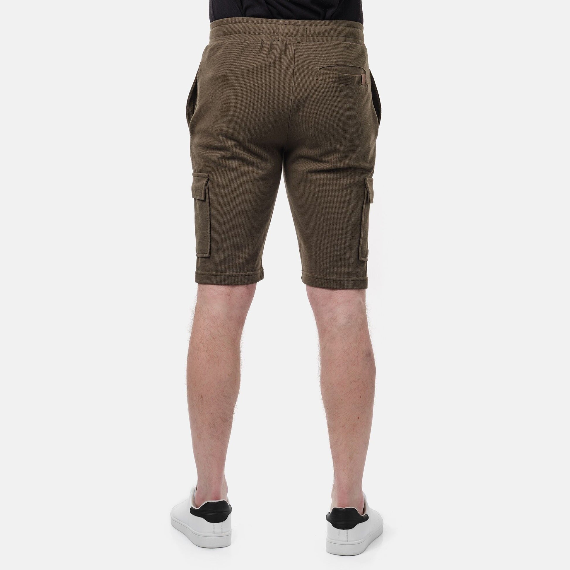 Bermuda cargo uomo in piqué kaki con coulisse
