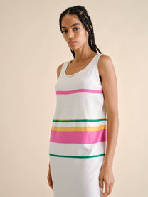 Abito midi in maglia a righe multicolor