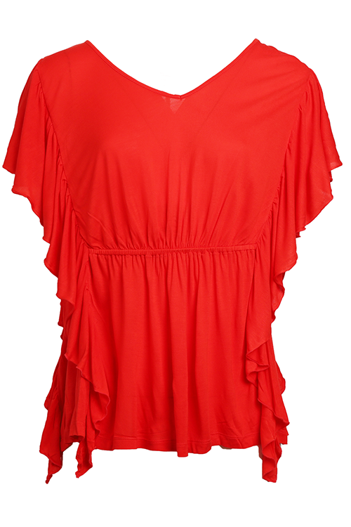 Top con volant in viscosa