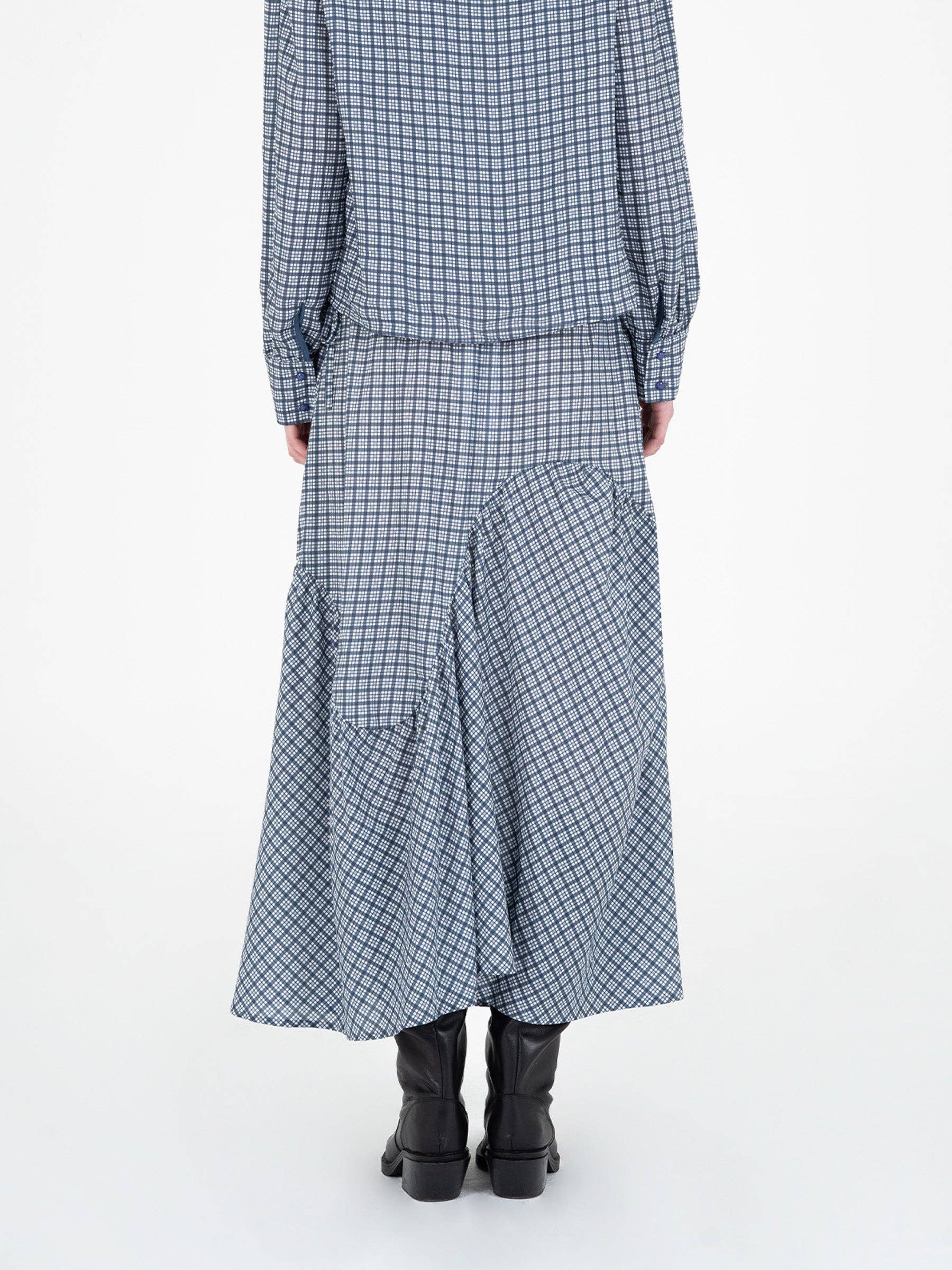 Gonna maxi tartan Nocturne a vita bassa
