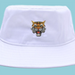 Cappello da pescatore bianco con ricamo tigre