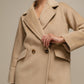 Cappotto doppiopetto color cammello da donna