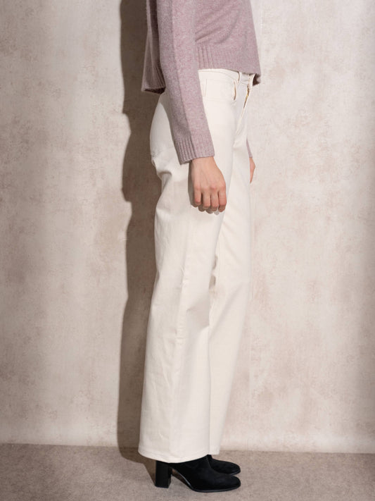 Jeans a gamba dritta color crema