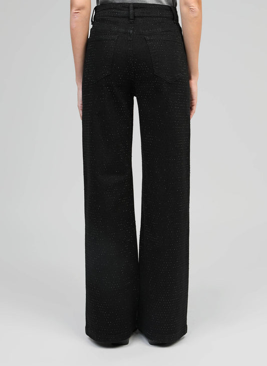 Jeans nero con paillettes a gamba dritta