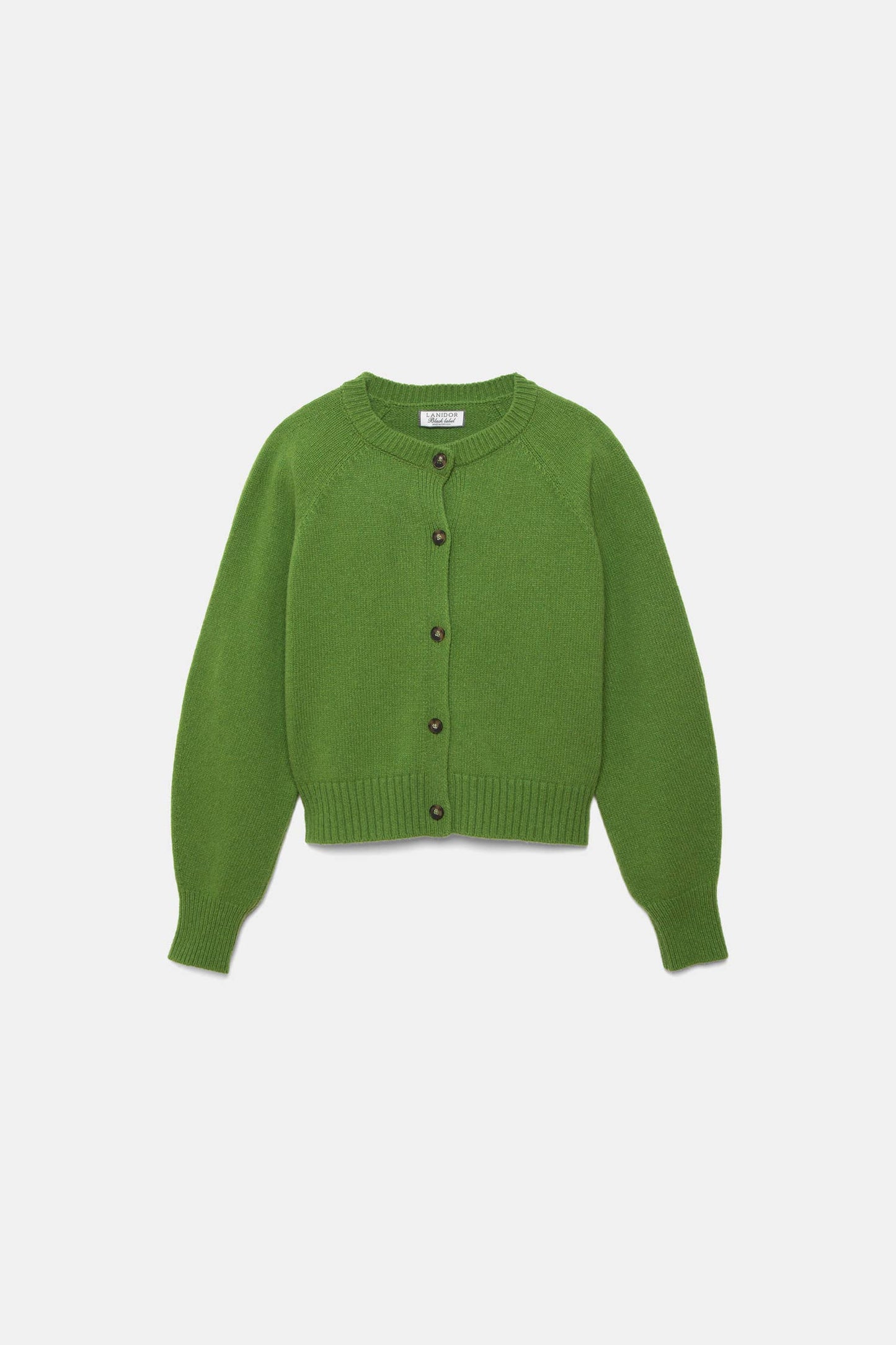 Cardigan in lana a maglia rasata con bottoni a contrasto