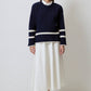 Maglione navy a righe con bottoni dorati