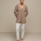 Cardigan lungo in maglia da donna con scollo a V
