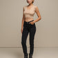 Pantaloni skinny in cotone stretch a vita alta