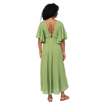 Abito lungo estivo verde con maniche corte