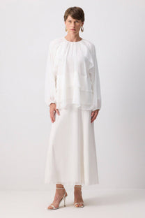 Blusa in chiffon a balze stratificate elegante