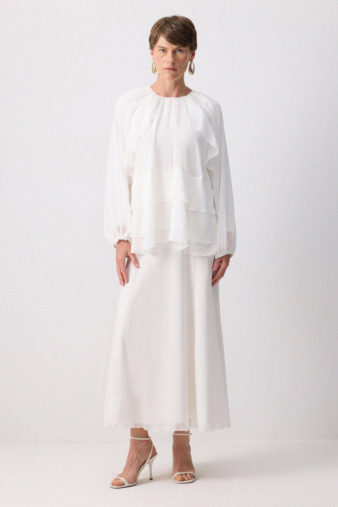 Blusa in chiffon a balze stratificate elegante