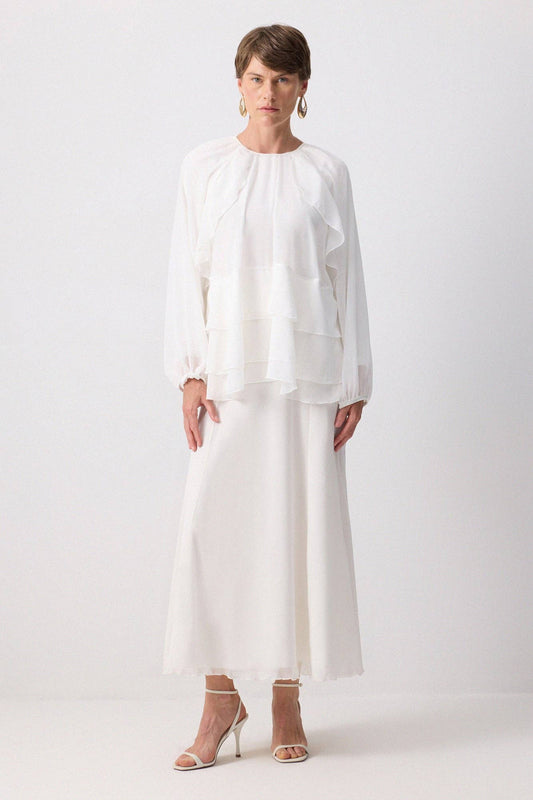 Blusa in chiffon a balze stratificate elegante