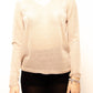 Maglione con scollo a V glitterato in maglia 3D