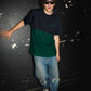 T-shirt bicolore Puro Loco B verde scuro e nera