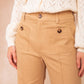 Pantaloni in cotone a vita alta con tasche applicate
