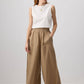 Pantaloni palazzo in cotone con bordi sfrangiati