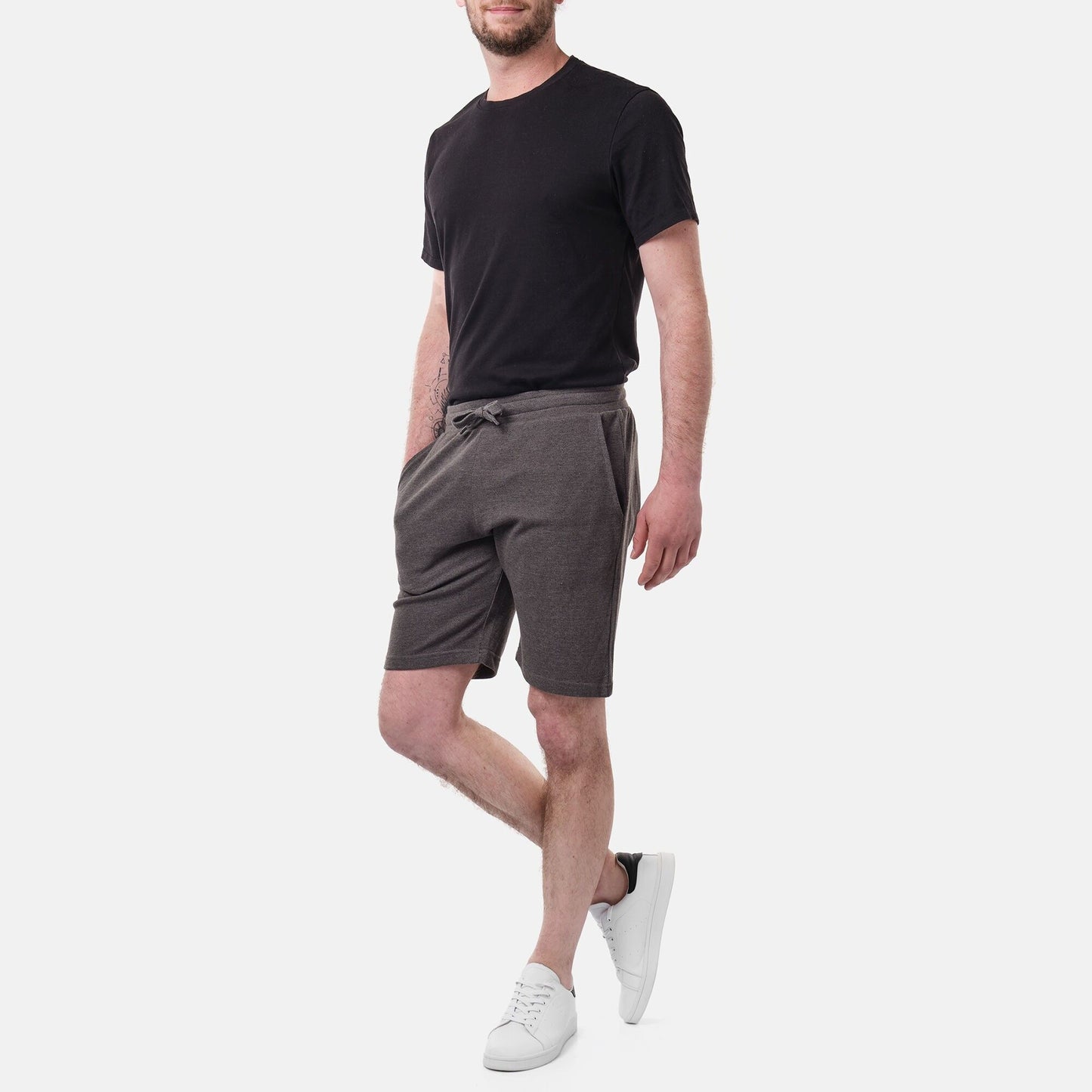 Bermuda in pile piqué tinta unita antracite