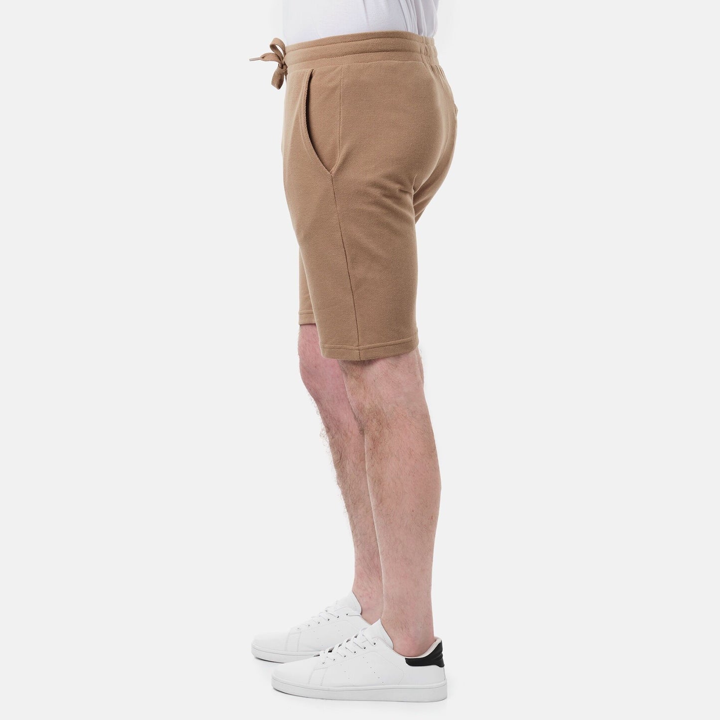Bermuda in pile piqué beige da uomo
