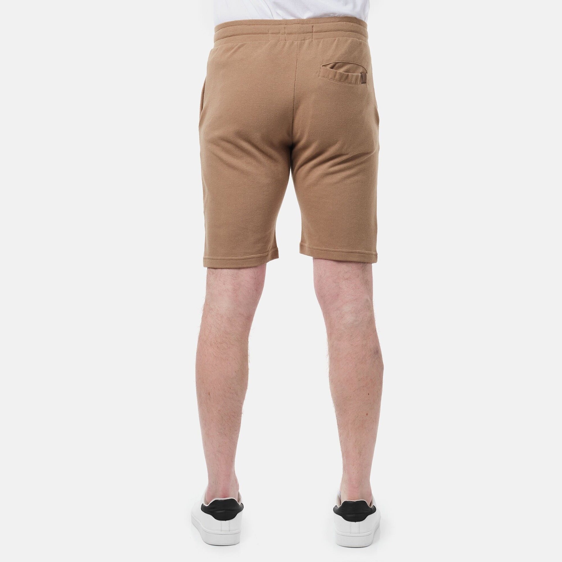 Bermuda in pile piqué beige da uomo