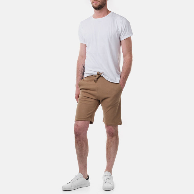 Bermuda in pile piqué beige da uomo