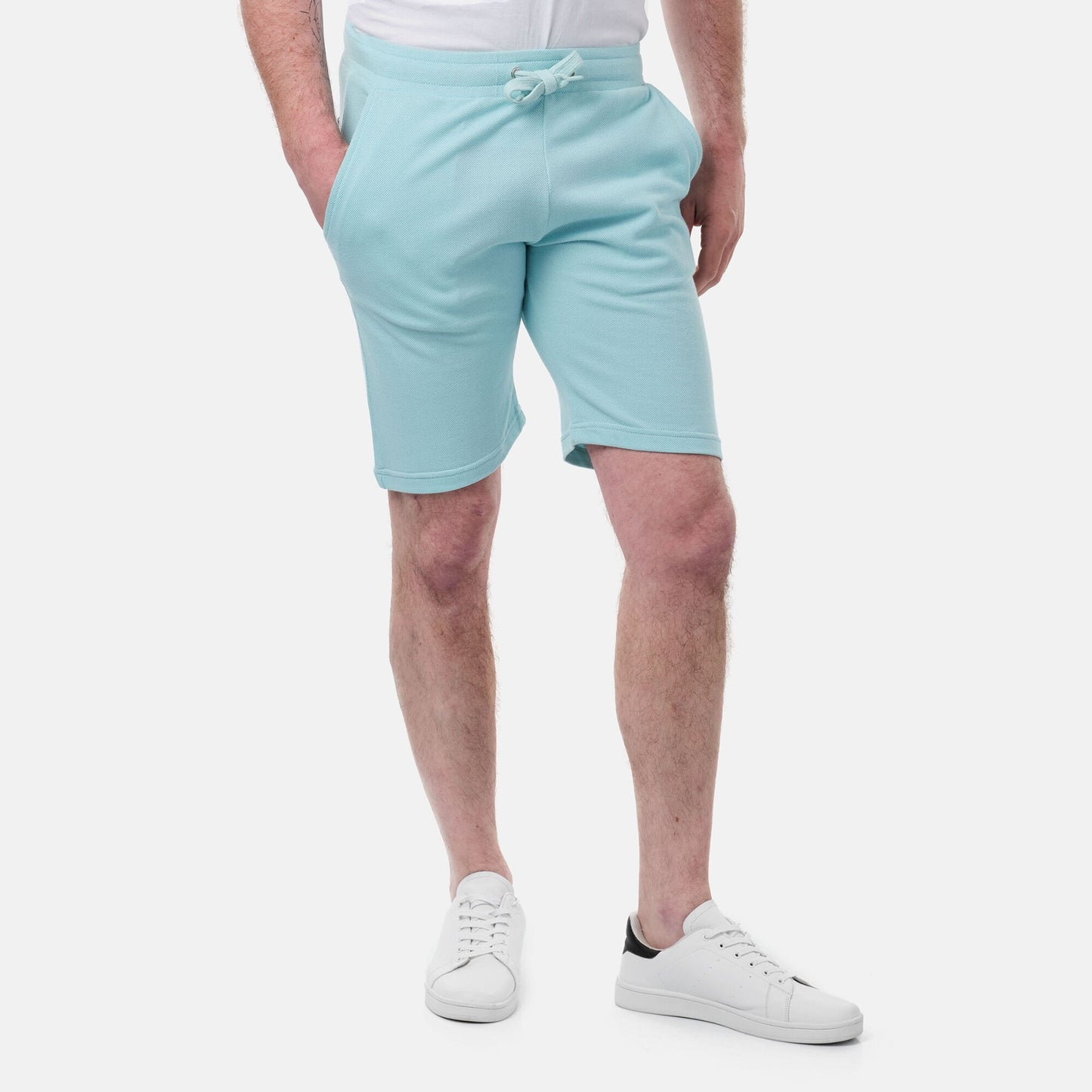 Bermuda uomo in pile piqué tinta unita con coulisse