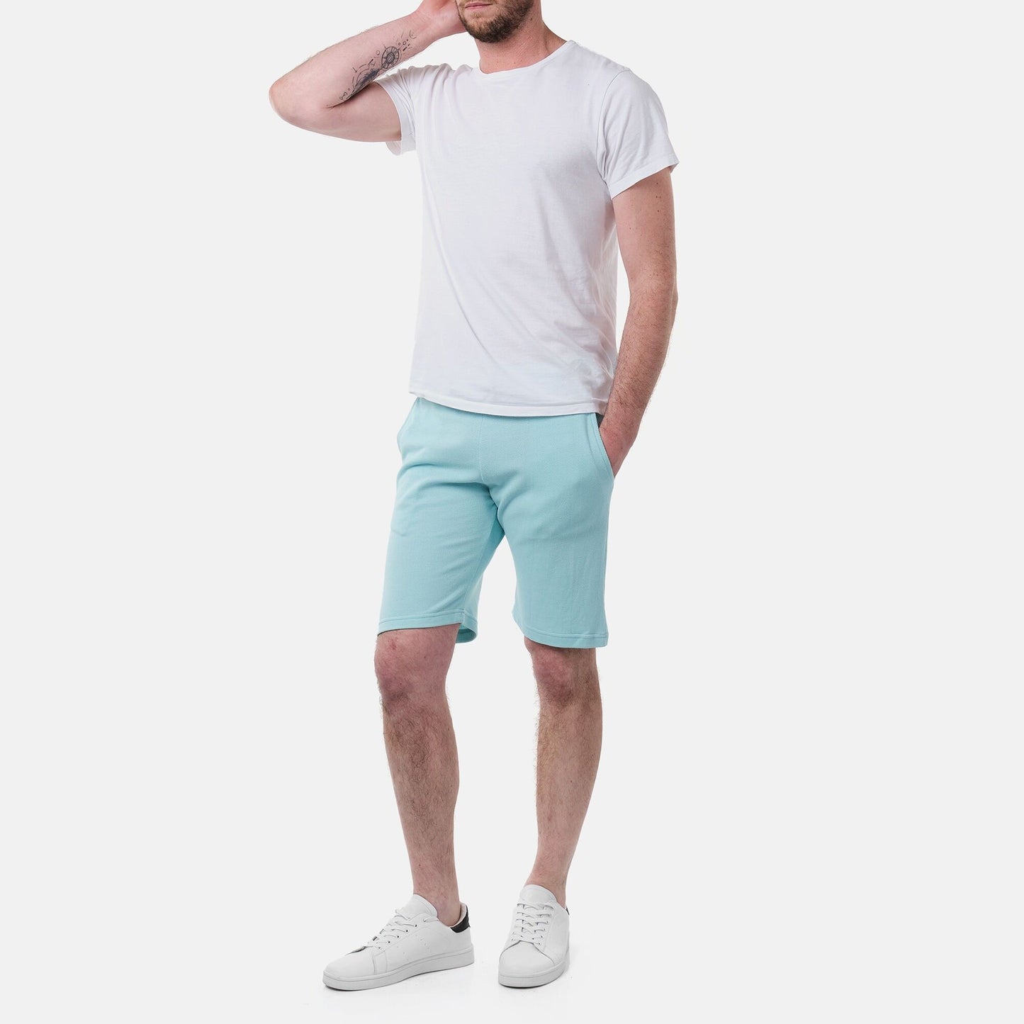 Bermuda uomo in pile piqué tinta unita con coulisse