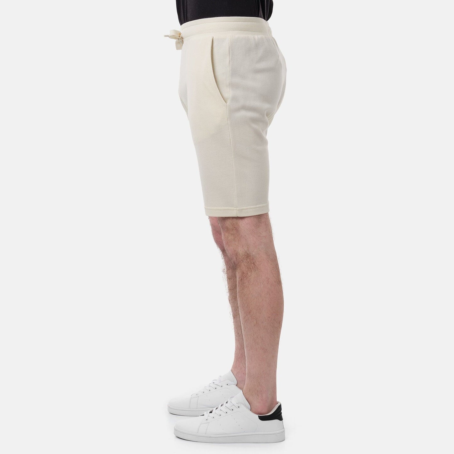 Pantaloncini bermuda in piqué ecrù da uomo