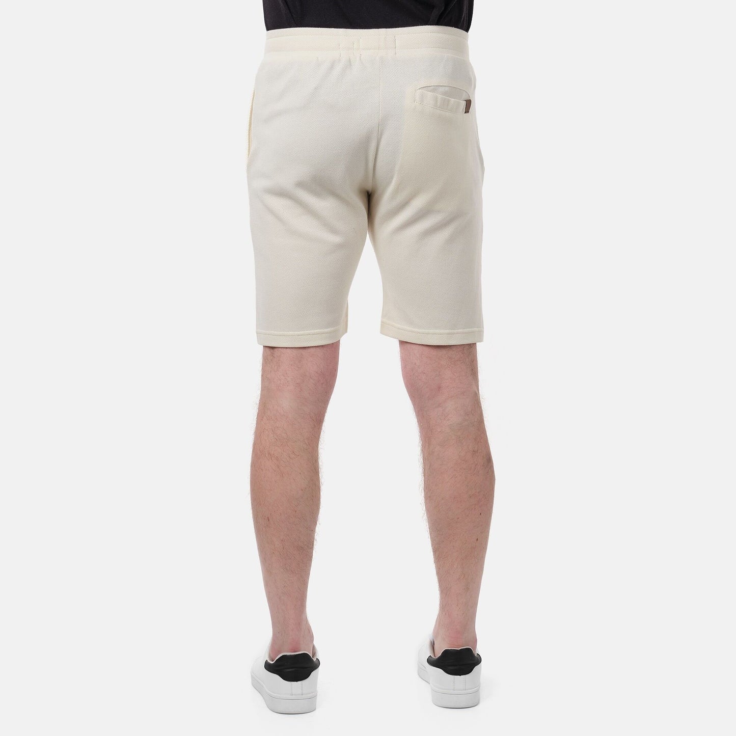 Pantaloncini bermuda in piqué ecrù da uomo