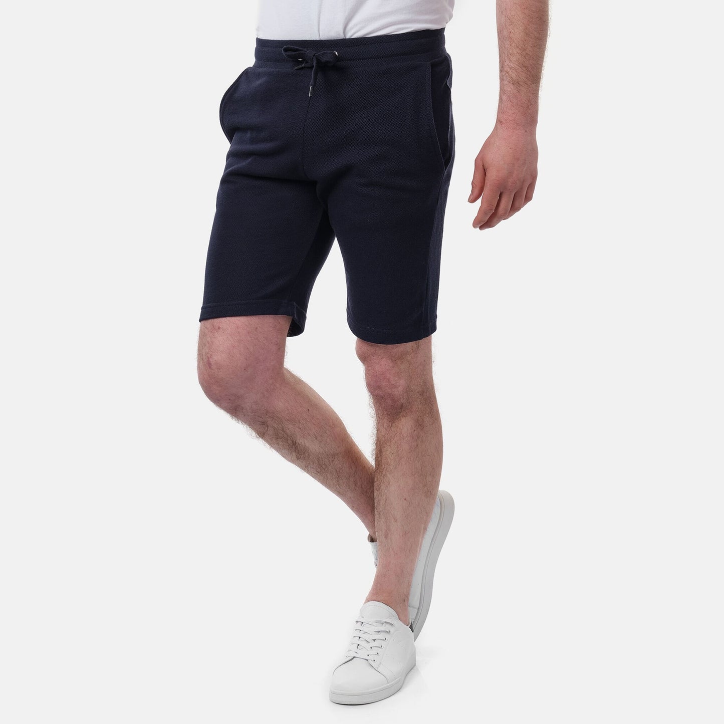 Bermuda uomo in felpa piqué tinta unita blu navy