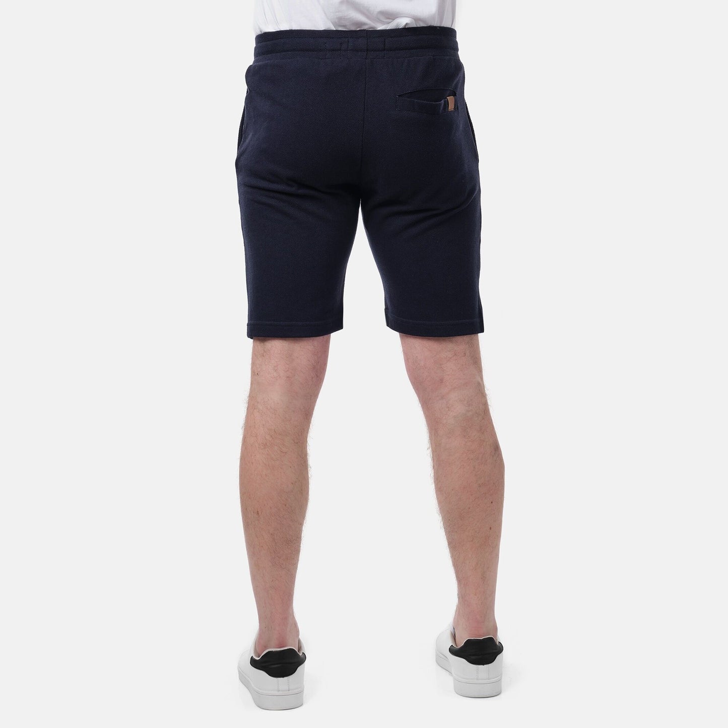 Bermuda uomo in felpa piqué tinta unita blu navy