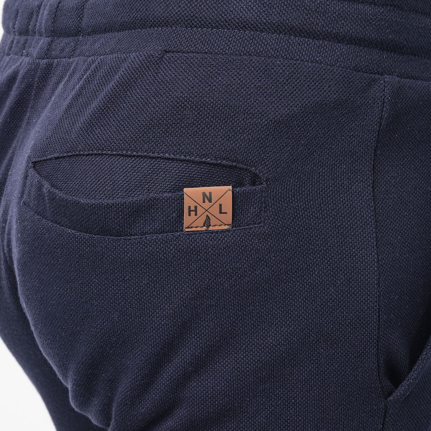 Bermuda uomo in felpa piqué tinta unita blu navy