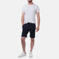 Bermuda uomo in felpa piqué tinta unita blu navy