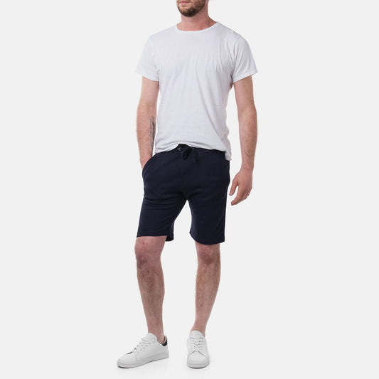 Bermuda uomo in felpa piqué tinta unita blu navy