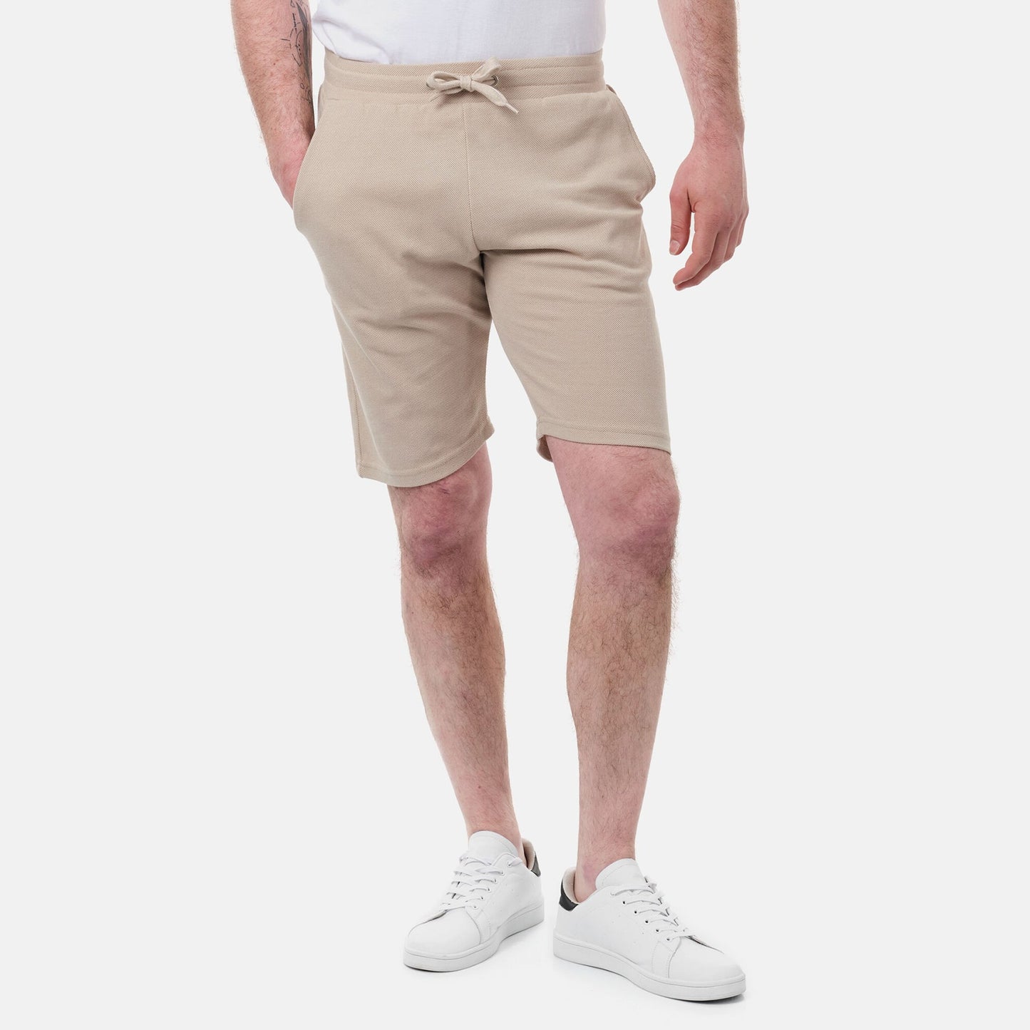 Bermuda uomo in piqué tinta unita color taupe