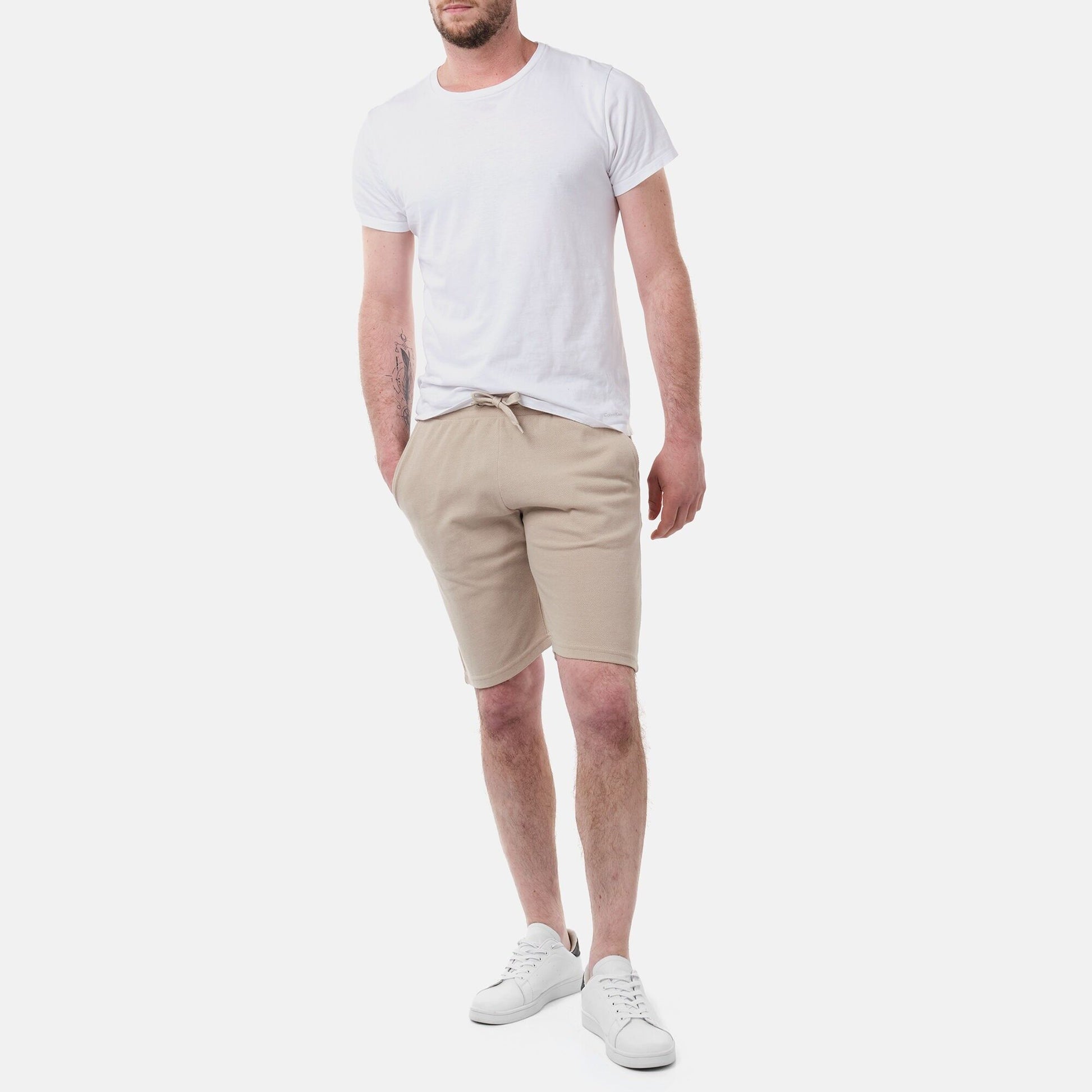 Bermuda uomo in piqué tinta unita color taupe