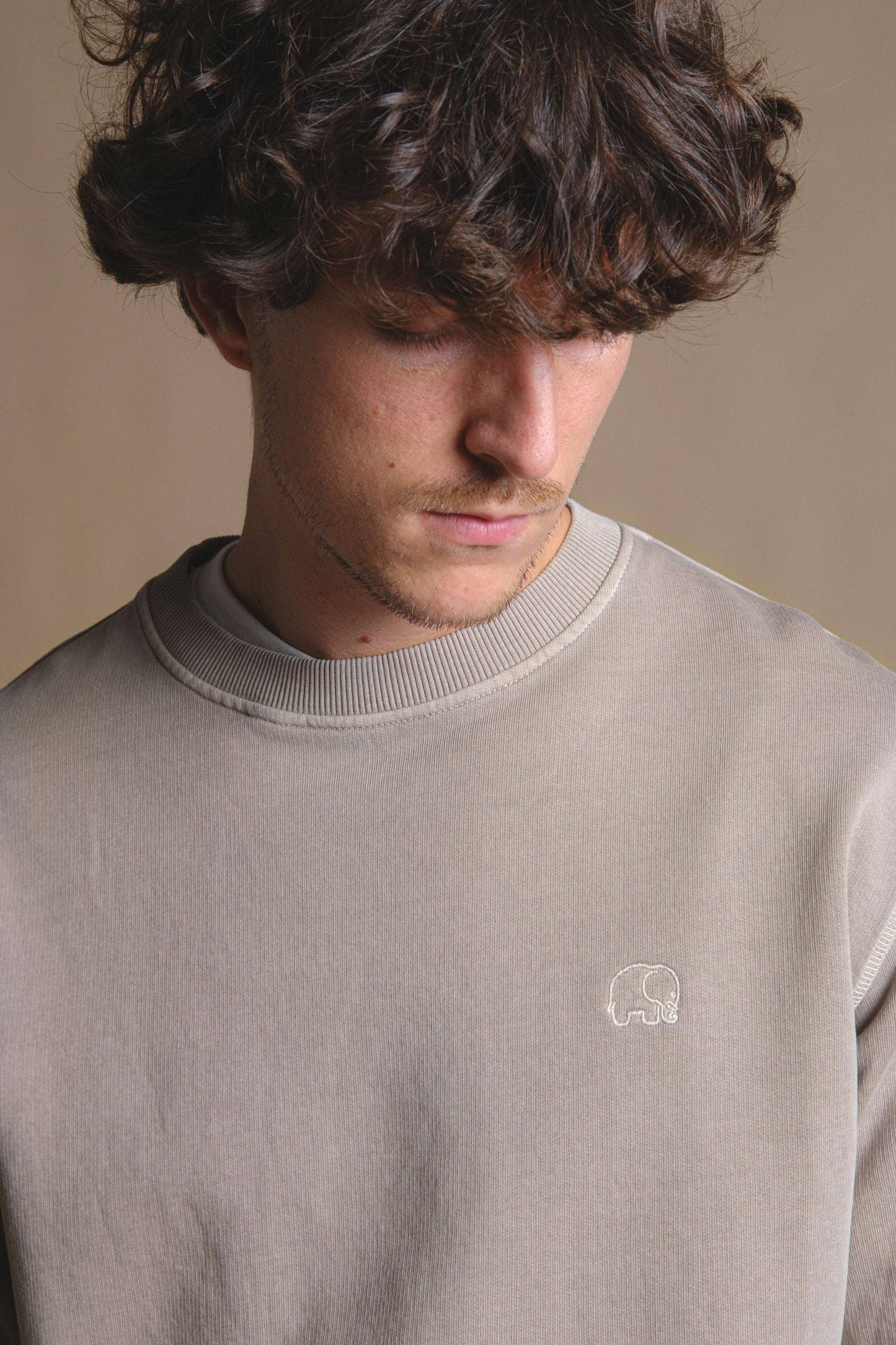 Maglione pesante in cotone biologico tinto a pigmento grigio