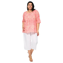 Camicetta estiva boho in voile di cotone con maniche 3/4