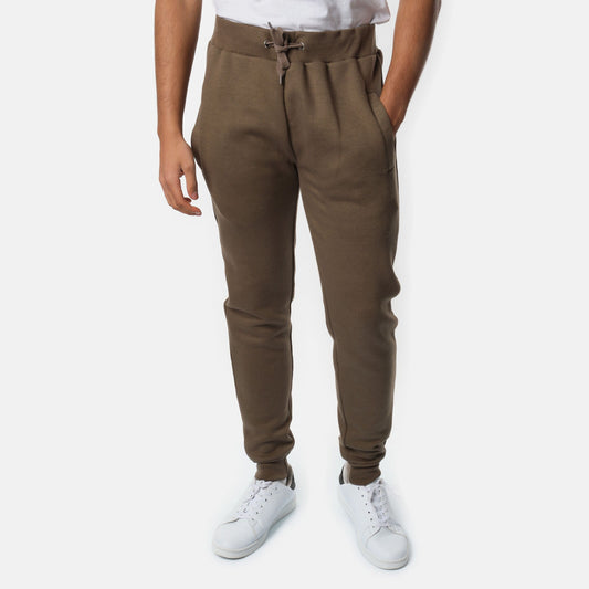 Pantaloni jogger tinta unita kaki da uomo