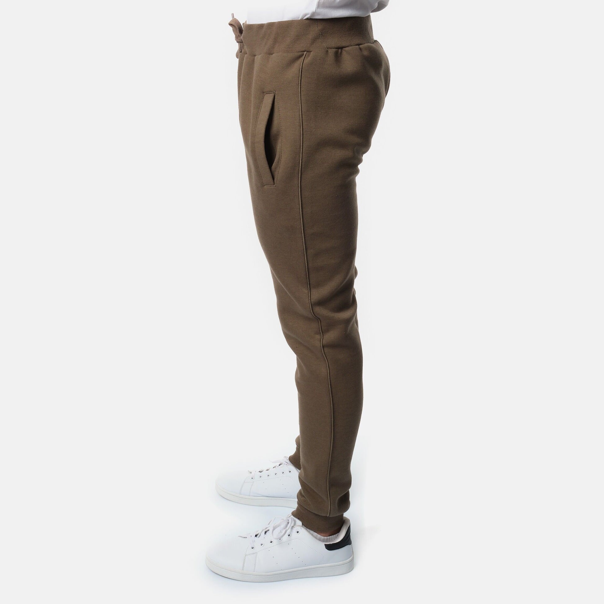 Pantaloni jogger tinta unita kaki da uomo