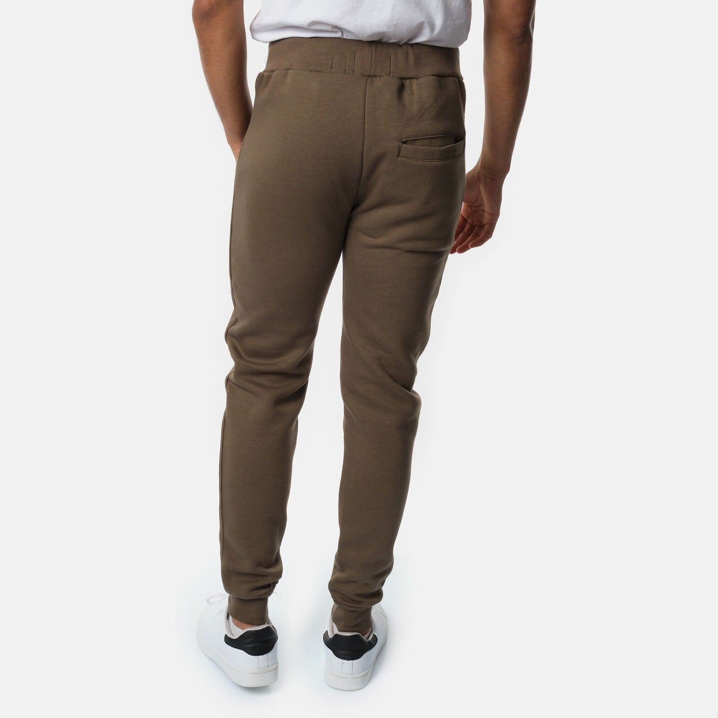 Pantaloni jogger tinta unita kaki da uomo