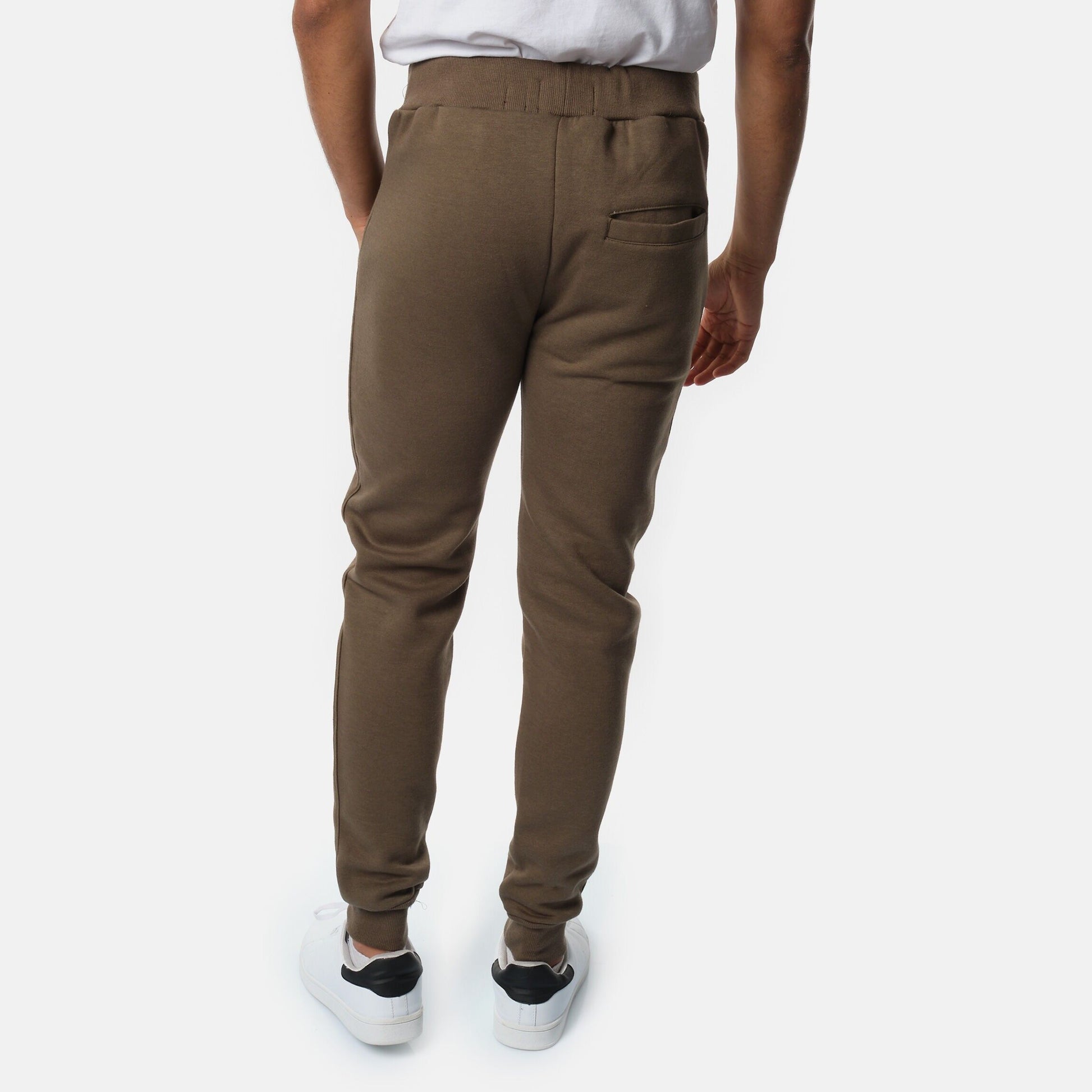 Pantaloni jogger tinta unita kaki da uomo