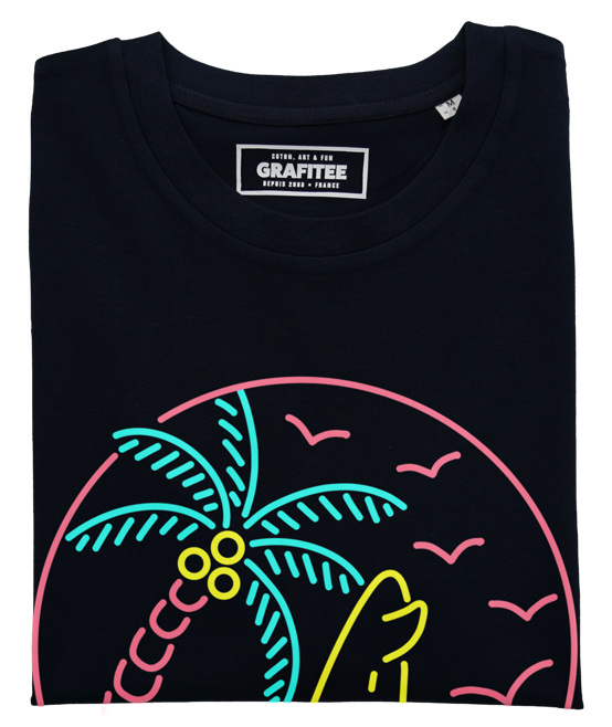 T-shirt unisex nera Beach Please con stampa neon