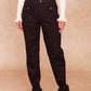 Pantaloni in cotone a vita alta con tasche applicate