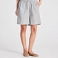 Shorts in popeline a righe grigio scuro ed écru