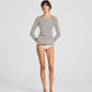 Top in lana Amalie a righe grigio scuro reverse