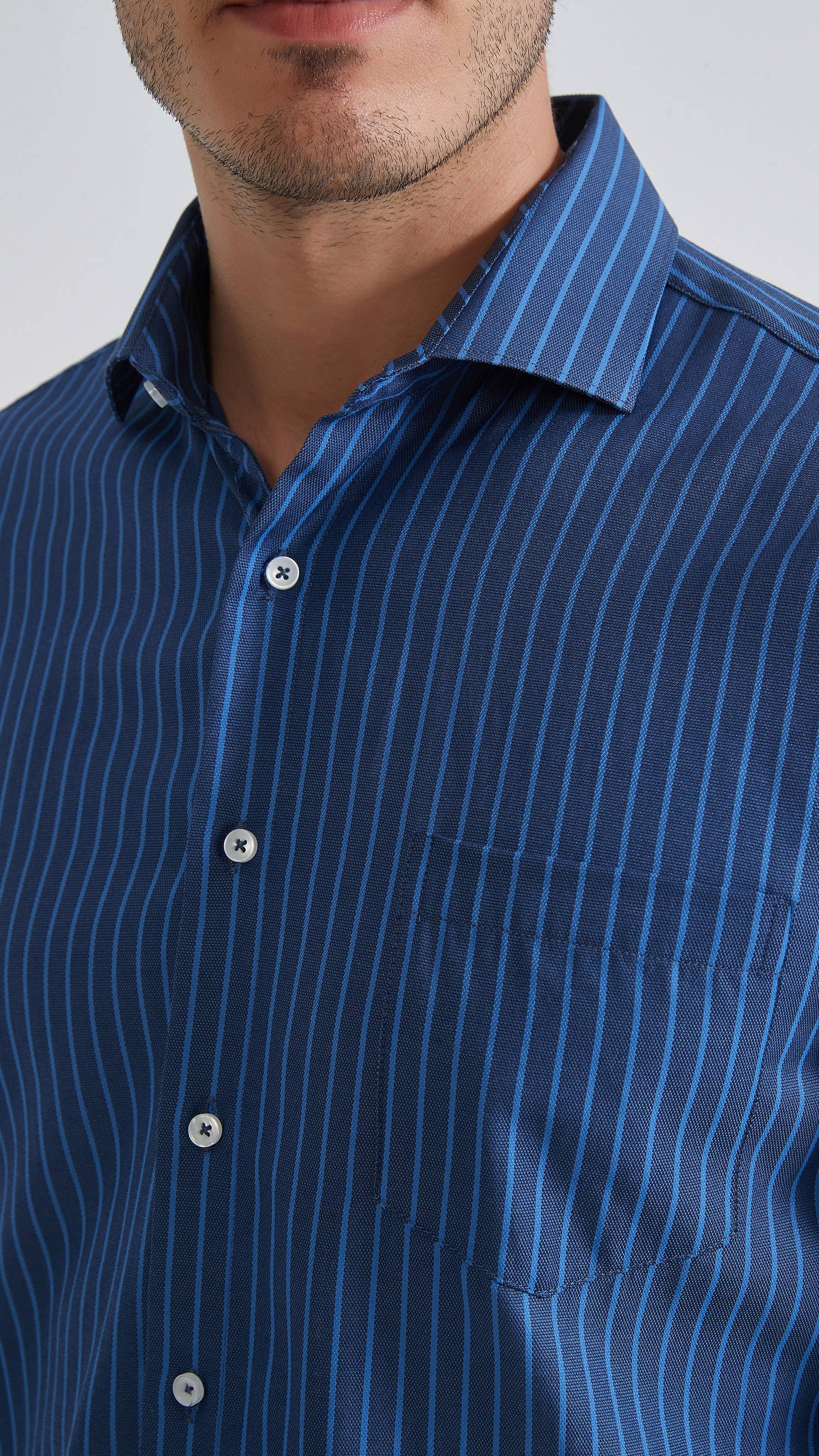 Camicia a righe comfort blu navy