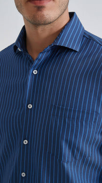 Camicia a righe comfort blu navy